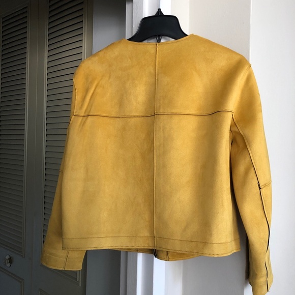 Zara Basics Faux Suede Mustard Jacket S - Picture 3 of 4